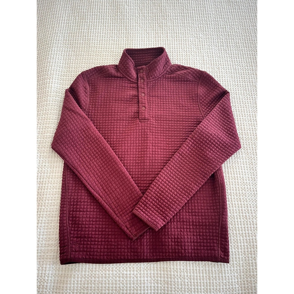 Rhone Sweater Jacket Mens Medium Gramercy Quilted Pullover 1/4 Snap Mock Neck